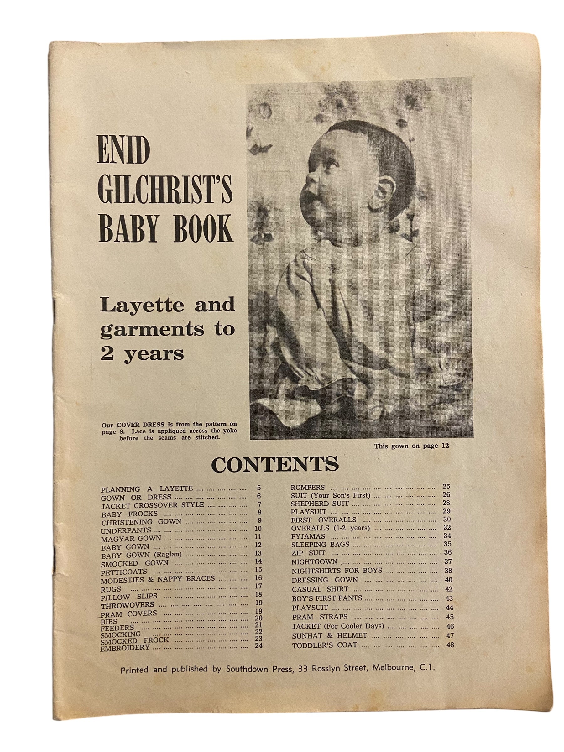 Enid Gilchrist’s baby book draftable pattern book early to mid 1960s, contains many draftable patterns