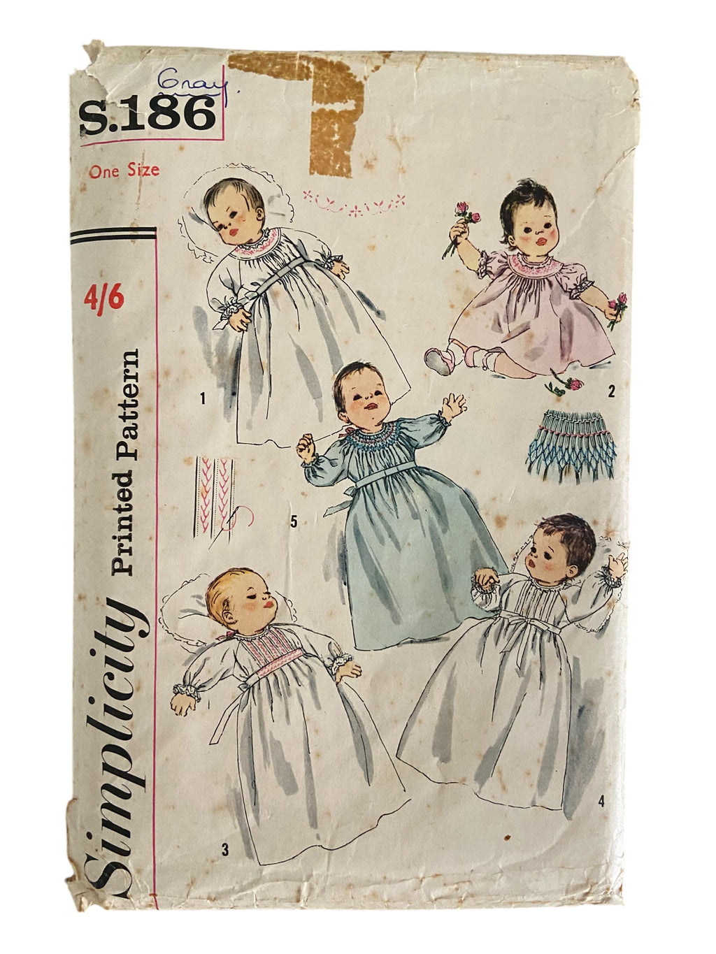 Simplicity S.186 baby gowns sewing pattern. One size