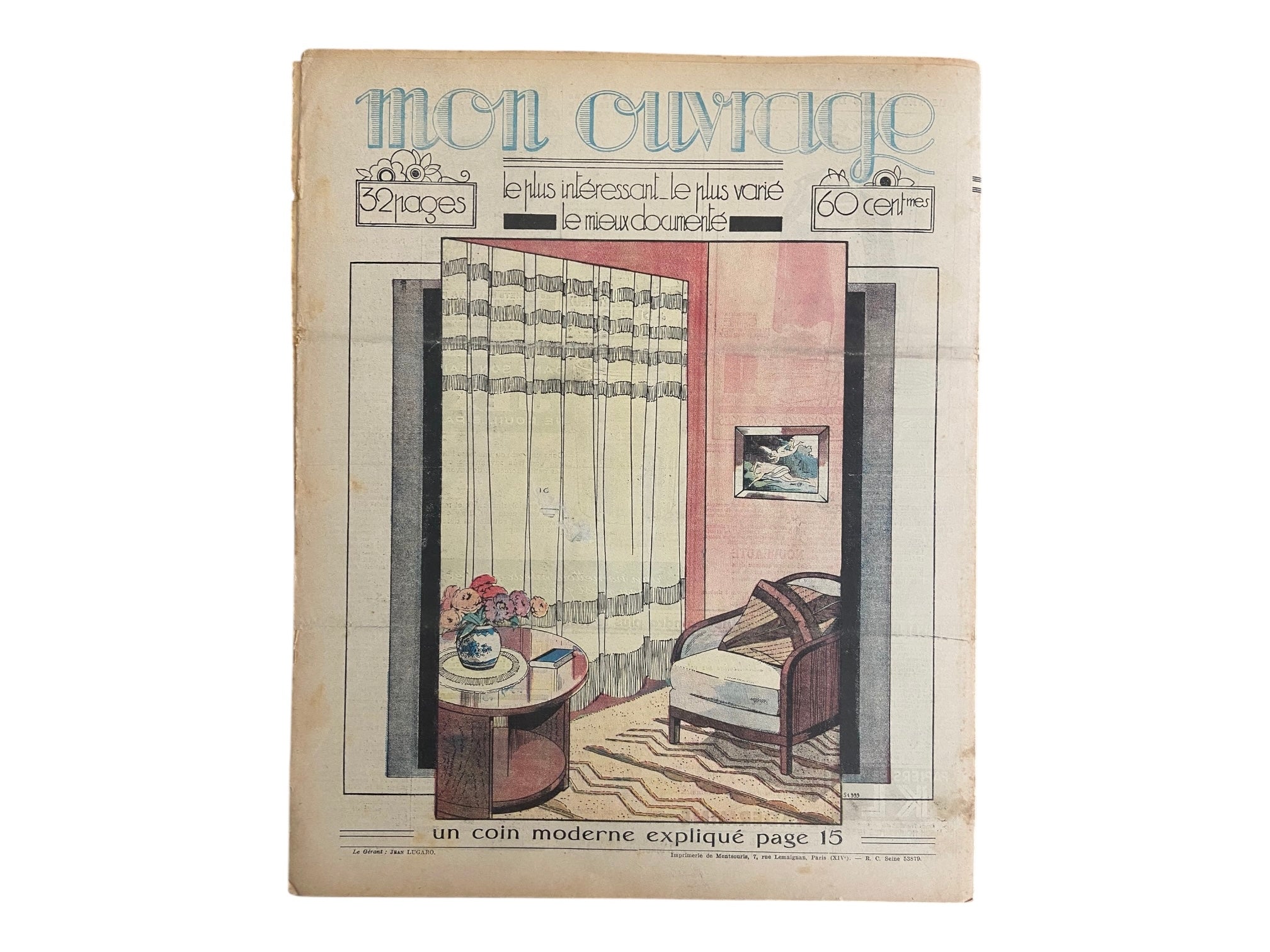 Mon Ouvrage 1 Fevrier 1936 vintage French craft magazine with knitting pattern for the jumper and mini cape on the cover