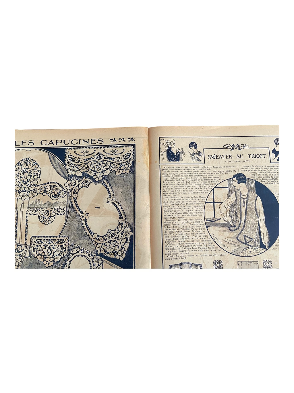 Mon Ouvrage 15 April 1928 vintage French craft magazine with knitting pattern for the sports vest on the cover