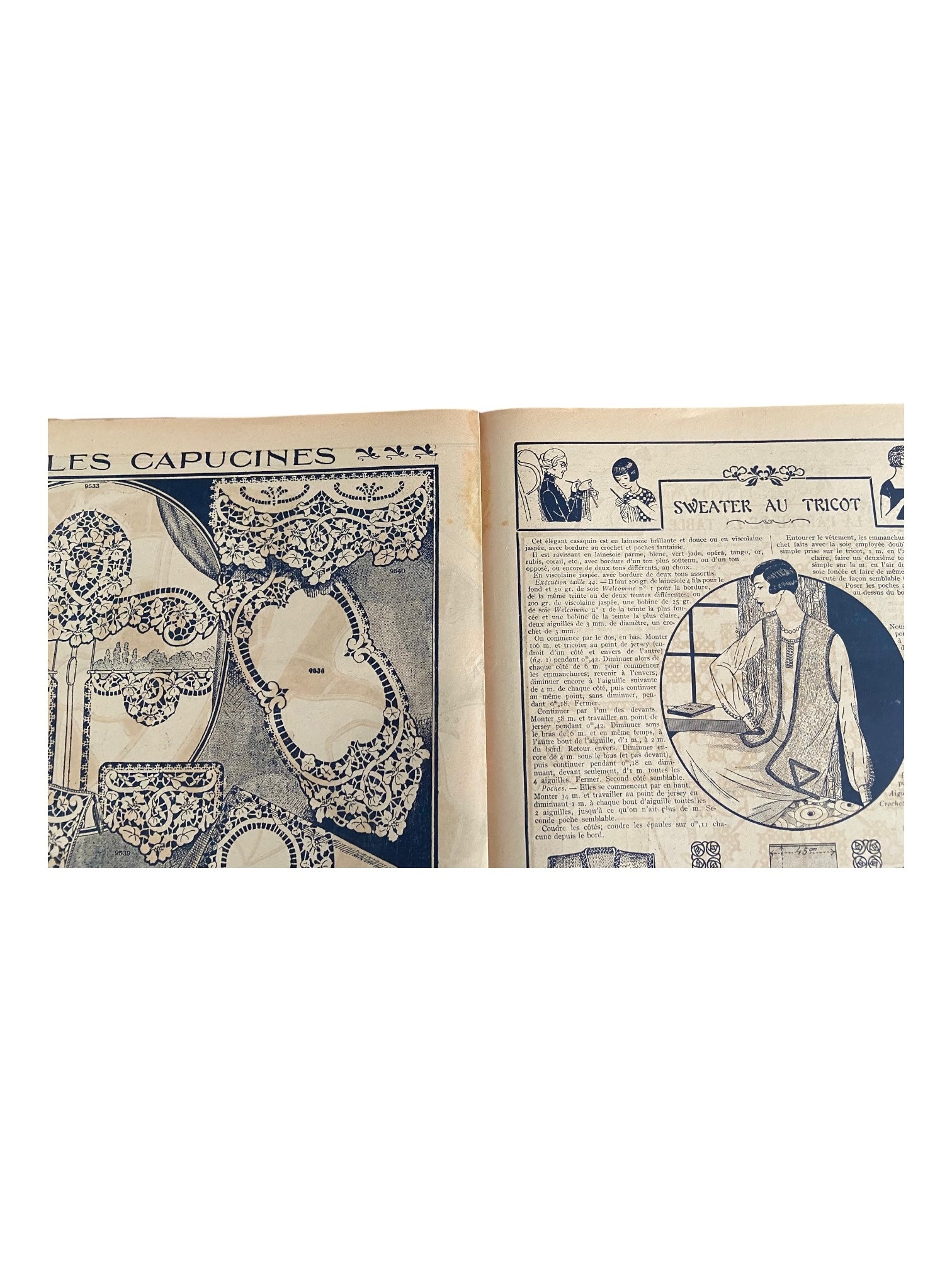 Mon Ouvrage 15 April 1928 vintage French craft magazine with knitting pattern for the sports vest on the cover