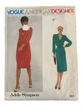 Vintage 1980s Vogue 2437 American Designer Adele Simpson dress sewing pattern Bust 32.5 inches.