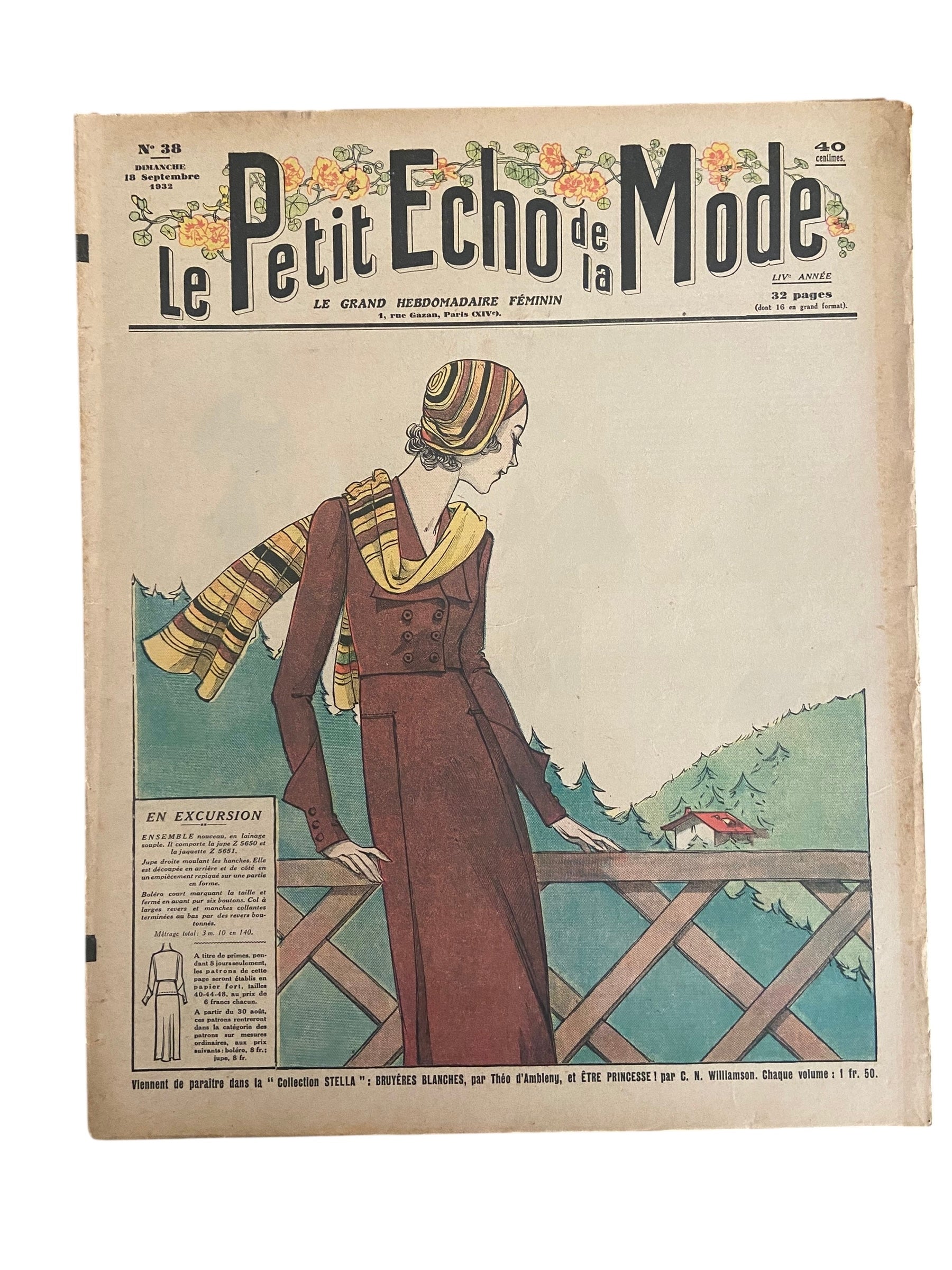Le Petit Echo de la Mode 18 September 1932 French women’s magazine with many fashion illustrations
