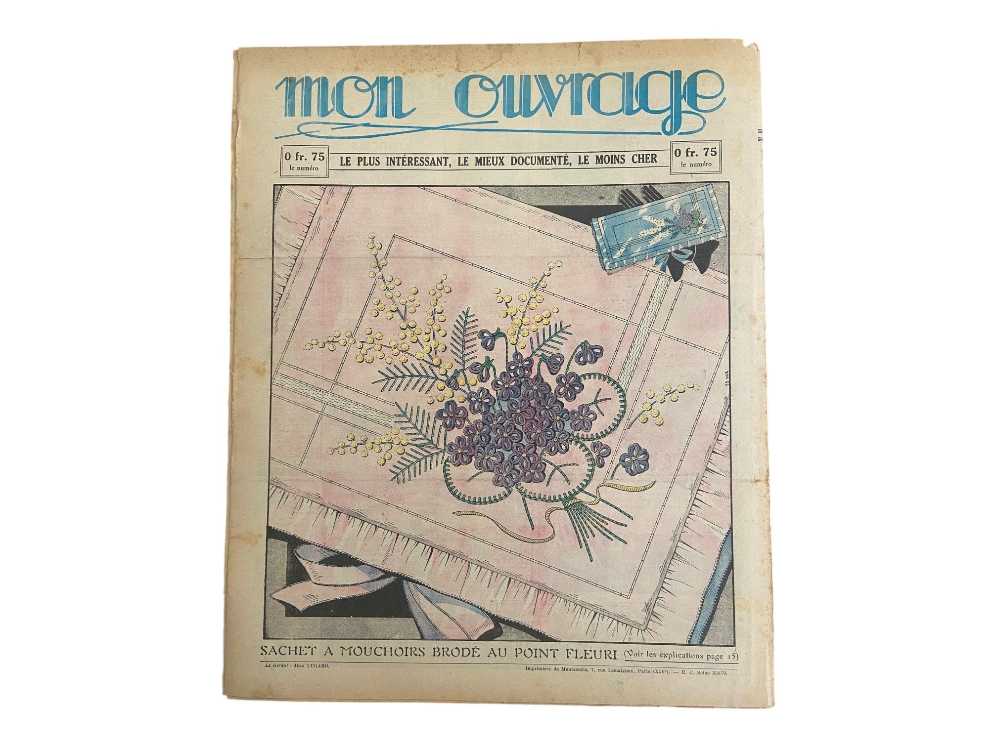 Mon Ouvrage 15 Decembre 1936 vintage French craft magazine with knitting pattern for the cardigan on the cover