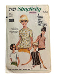Simplicity 7457 1960s blouse pattern. Bust 36 inches