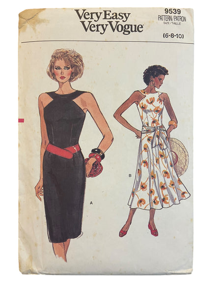 Very easy very vogue 9539 vintage 1980s dress sewing pattern Bust 30.5, 31.5, 32.5 inches