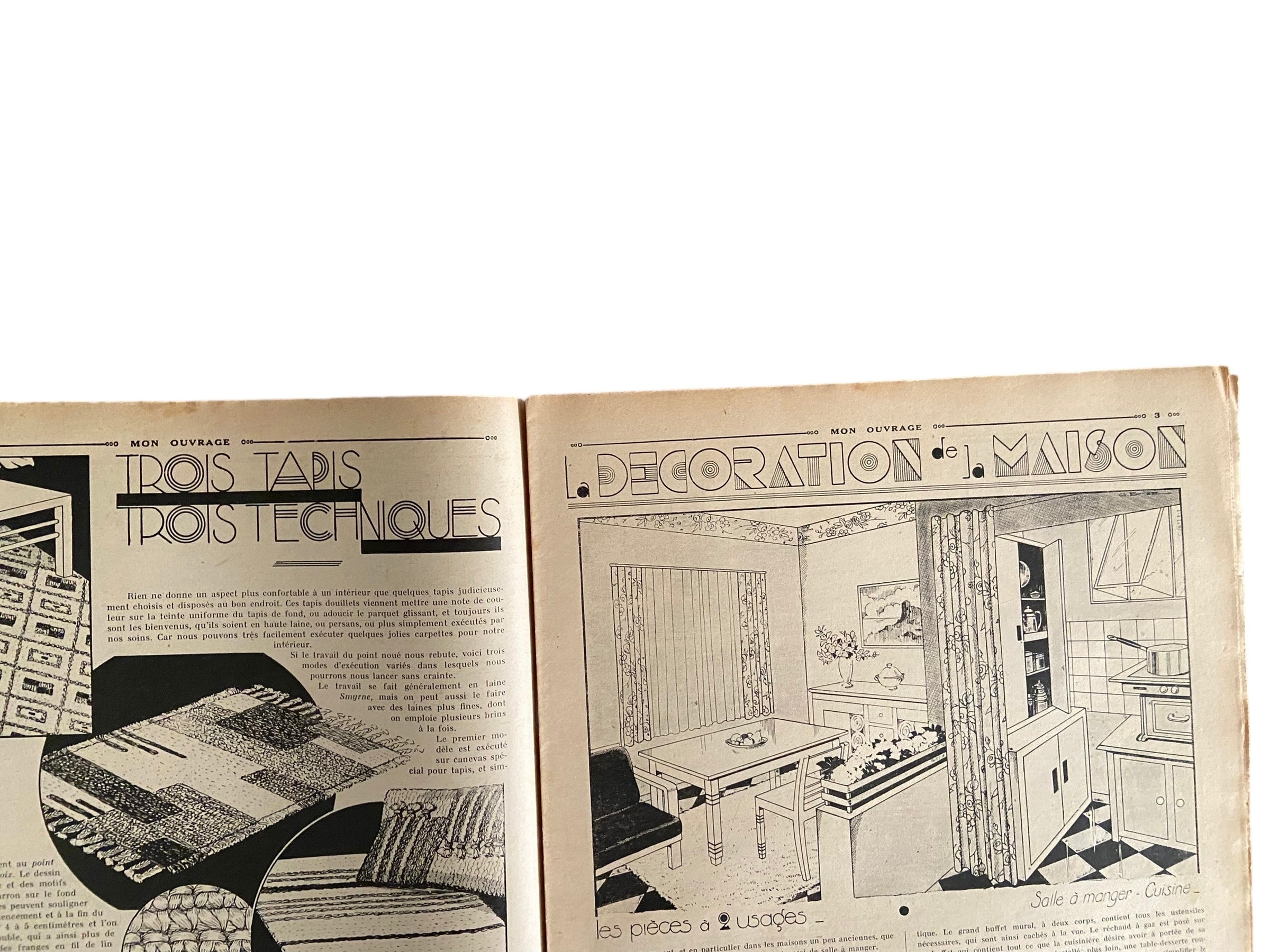 Mon Ouvrage 15 Aout 1937 includes  crochet pattern for the blouse and hat on the front cover