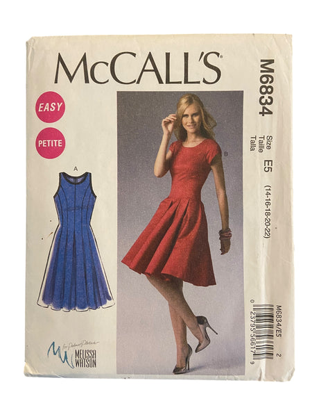 McCall's M6834 dress sewing pattern from the 2000s. Bust 36, 38, 40, 42, 44 inches.