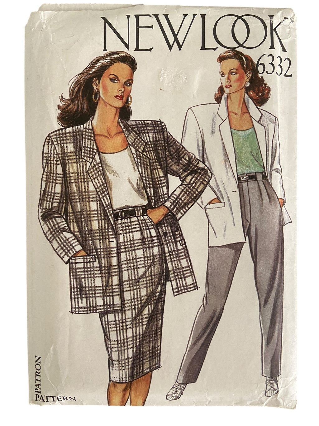 New Look 6332 vintage 1980s skirt, jacket and pants sewing pattern Bust 34 to 44 inches