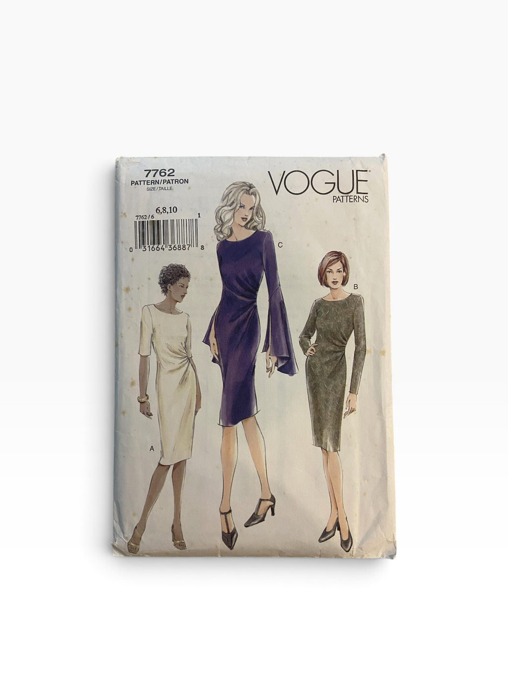 Vogue 7762 vintage 2000s dress sewing pattern. Bust 29.5, 30.5, 31.5, 32.5 inches