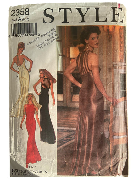 Style 2358 vintage 1990s evening dress sewing pattern Bust 30.5 to 38 inches