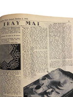Australian home journal October 2nd 1950 with three sewing pattern, unused, factory folded. Two dresses and night dress. Bust 34 inches.