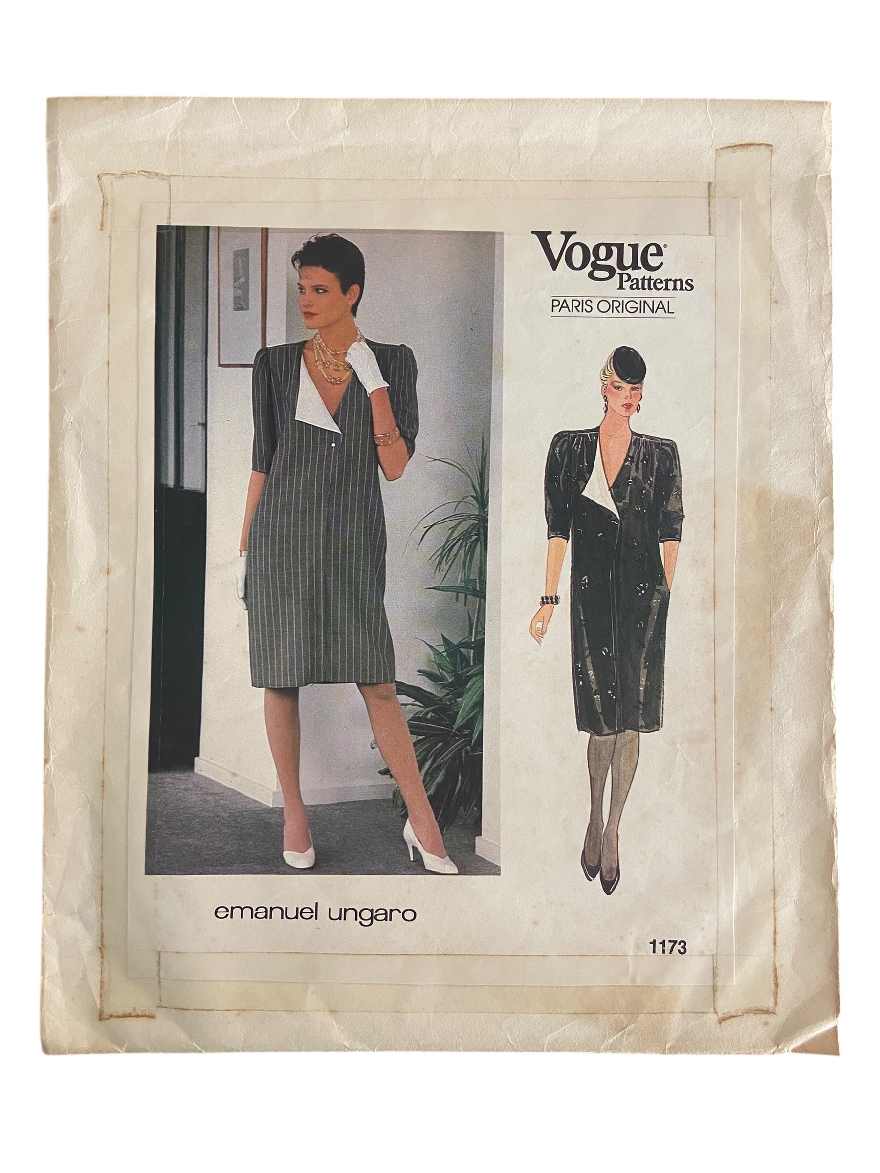 Vogue 1173. Vintage 1980s dress sewing pattern. Vogue Paris Original. Emanuel Ungaro. Bust 36 inches