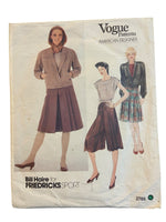 Vogue 2765 vintage sewing pattern American Designer Bill Haire for Friedricks sport 1980s jacket, culottes, skirt and top sewing pattern 34 inch bust.