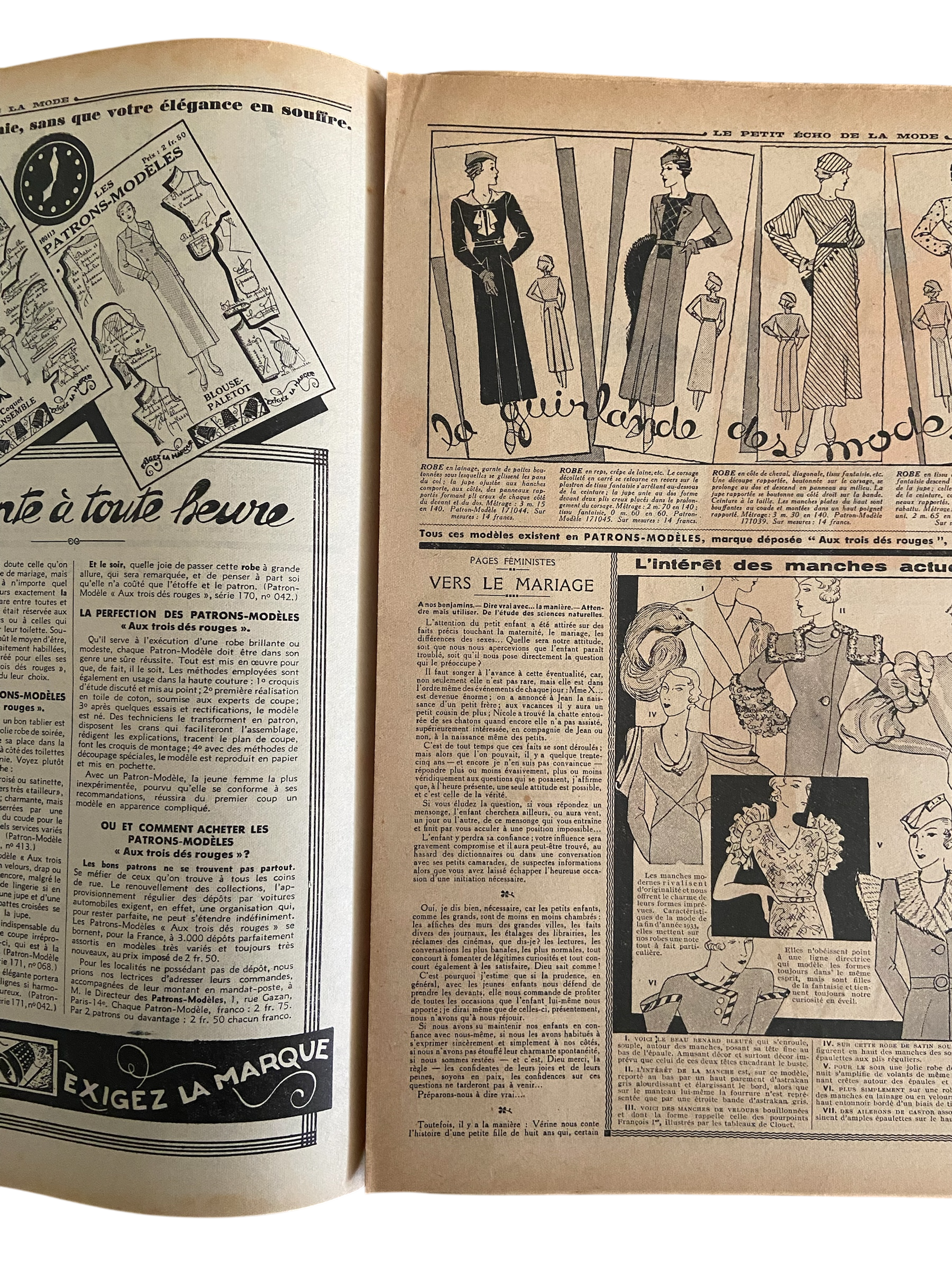 Le Petit Echo de la Mode 1 Octobre 1933 French women’s magazine with many fashion illustrations