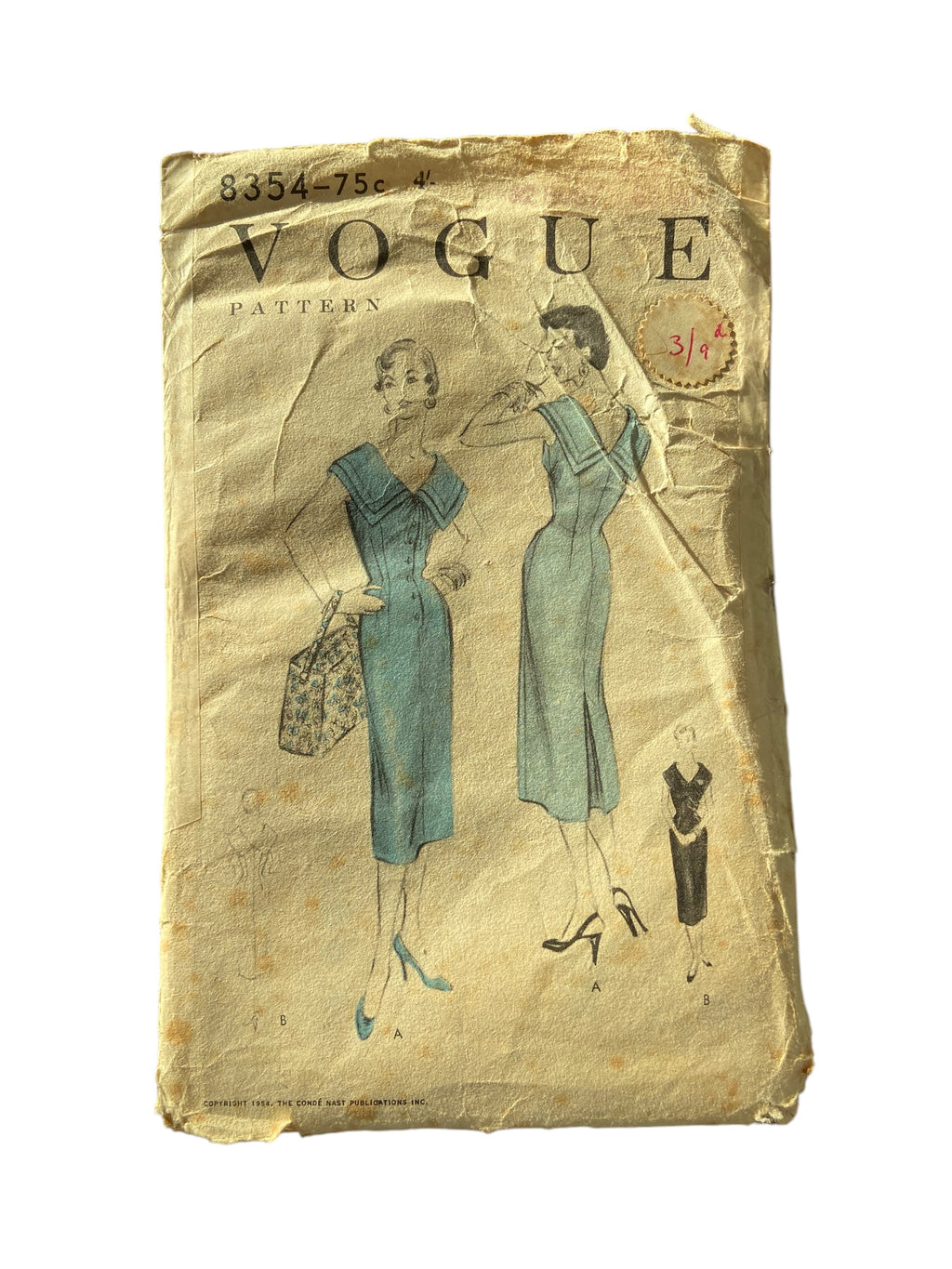 Vogue 8354 vintage 1959 dress sewing pattern Bust 32 inches (82 cm)