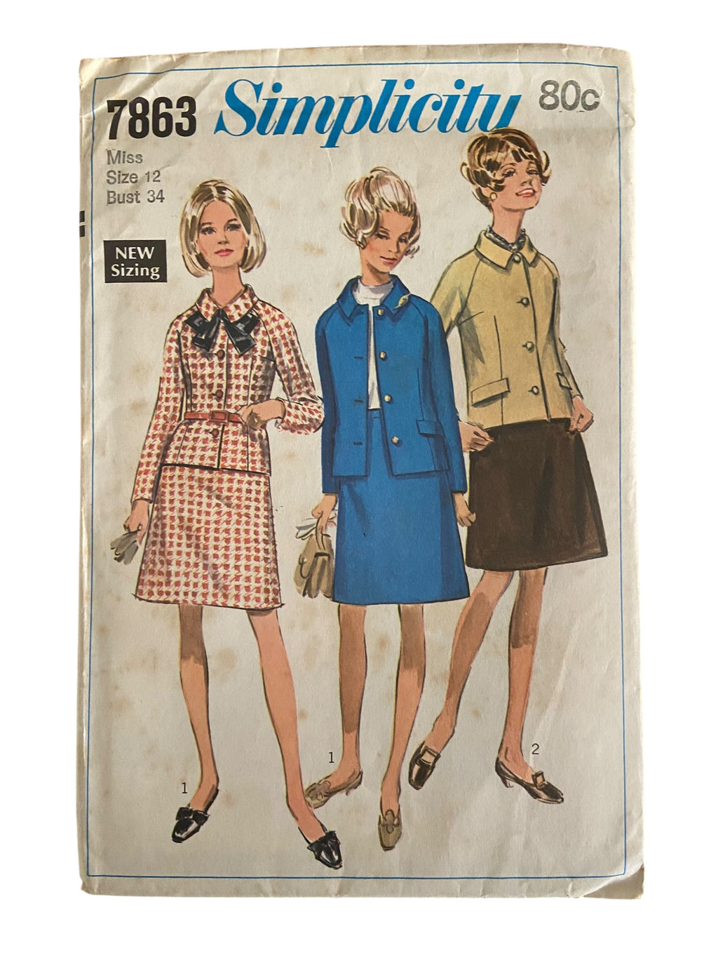Simplicity 7863 vintage 1960s suit sewing pattern. Bust 34 inches