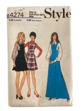 Style 4274 vintage 1970s pinafore jumper and blouse sewing pattern Bust 34 inches