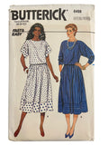 Butterick 6498 vintage 1980s top and skirt sewing pattern. Bust 30.5, 31.5, 32.5 inches