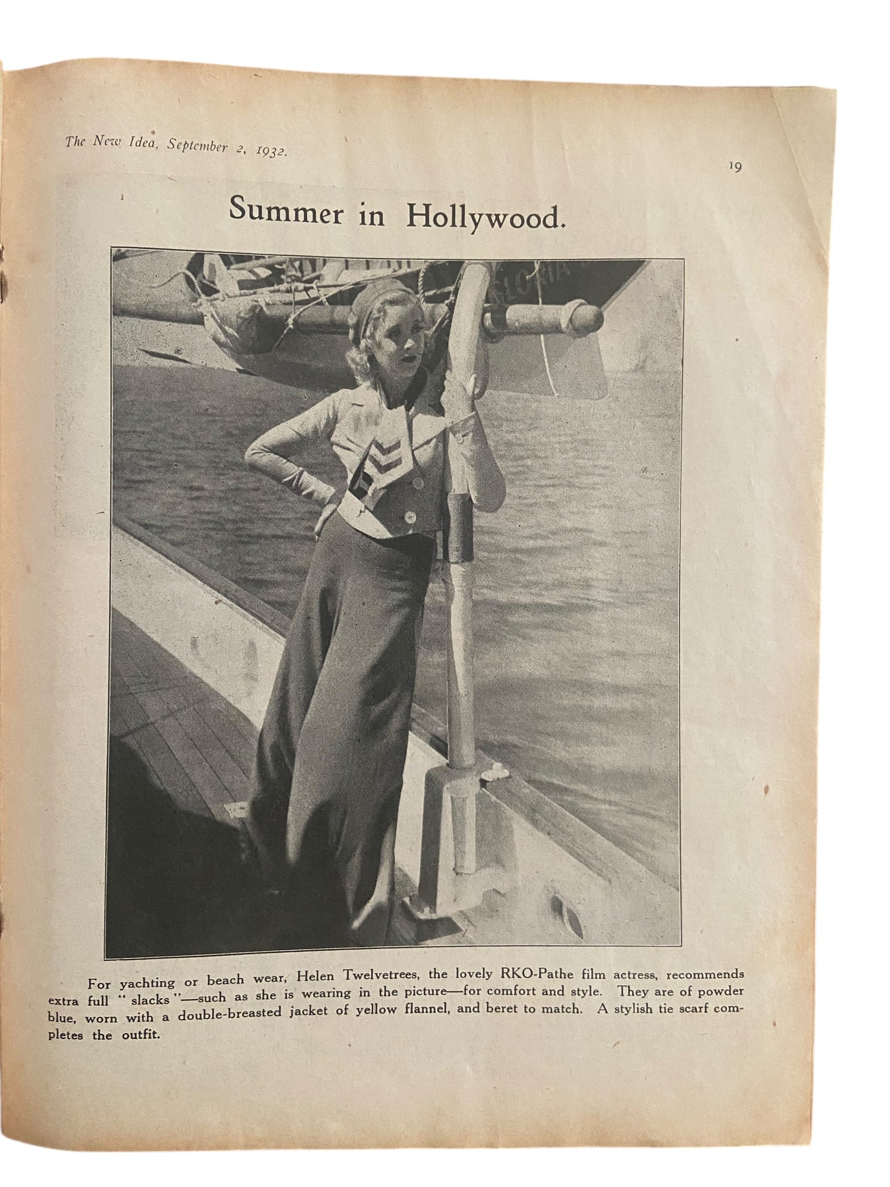 The New Idea magazine September 2 1932 with sewing pattern, tennis dress, unused, factory folded, bust 32 inches