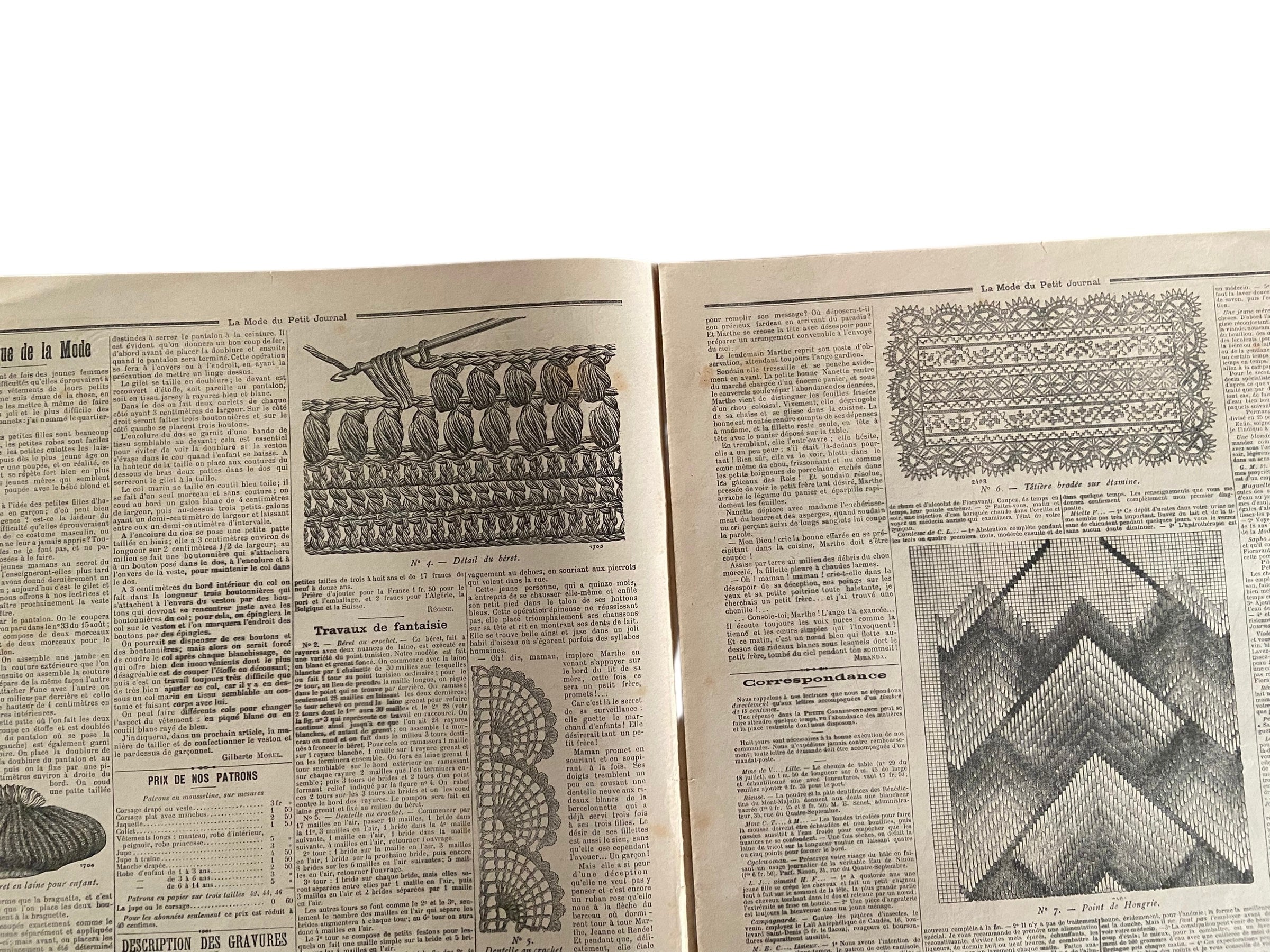 La Mode du Petit Journal 22 Aout 1897 French women’s magazine with a sewing pattern for a child’s jacket included