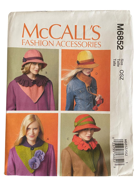 McCall’s M6852 hats and scarves sewing pattern from the 2000s. One size