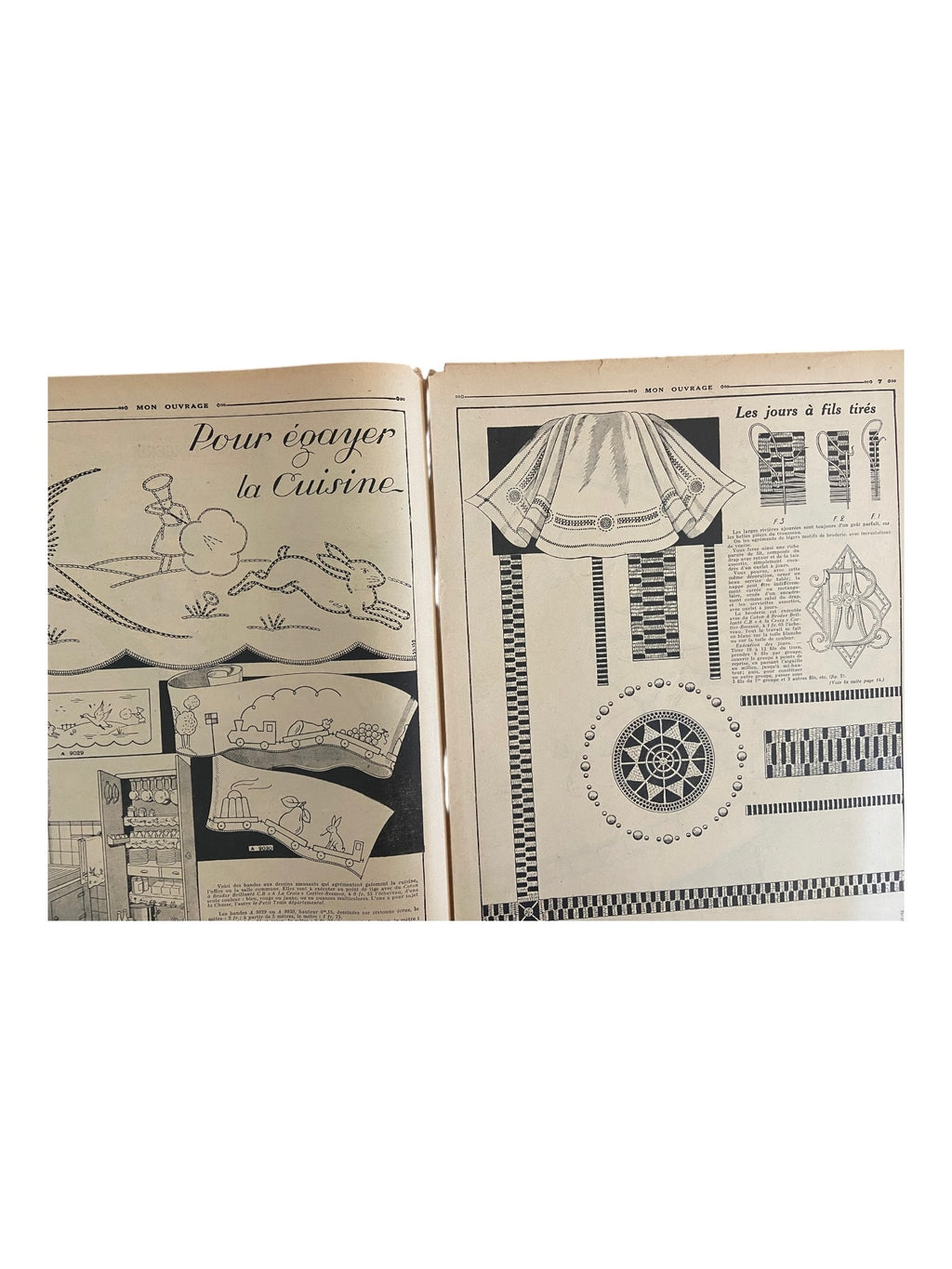 Mon Ouvrage 15 Decembre 1936 vintage French craft magazine with knitting pattern for the cardigan on the cover