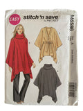 McCall’s M6586 ponchos sewing pattern from the 2000s. Bust 29.5, 30.5, 31.5, 32.5, 34, 36 inches.