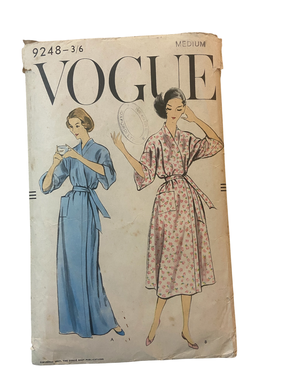 Vogue 9248 vintage 1950s dressing gown robe sewing pattern. Bust 34-36 inches