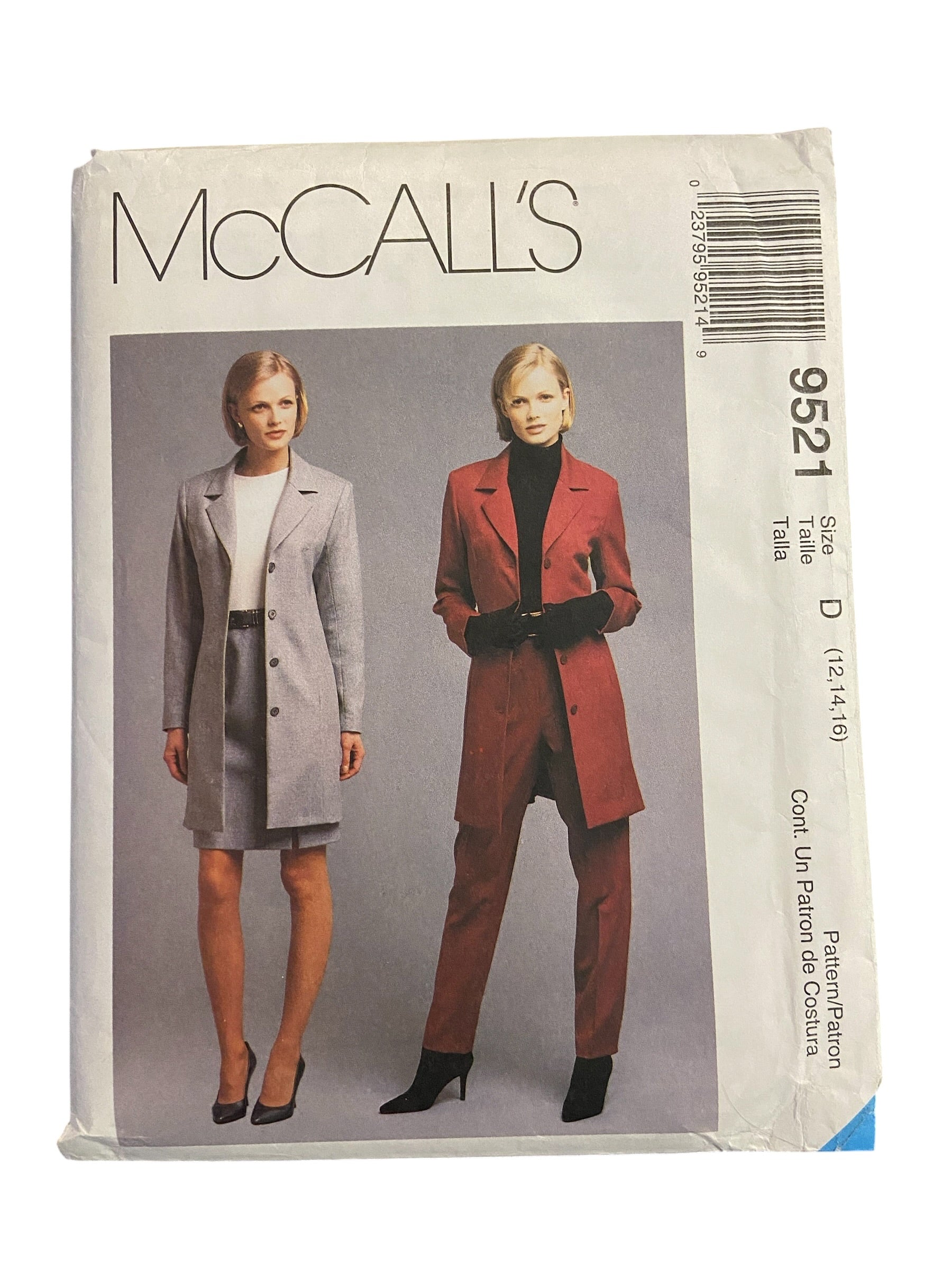 McCall’s 9521 vintage 1990s skirt, pants and jacket sewing pattern Bust 34, 36, 38  inches