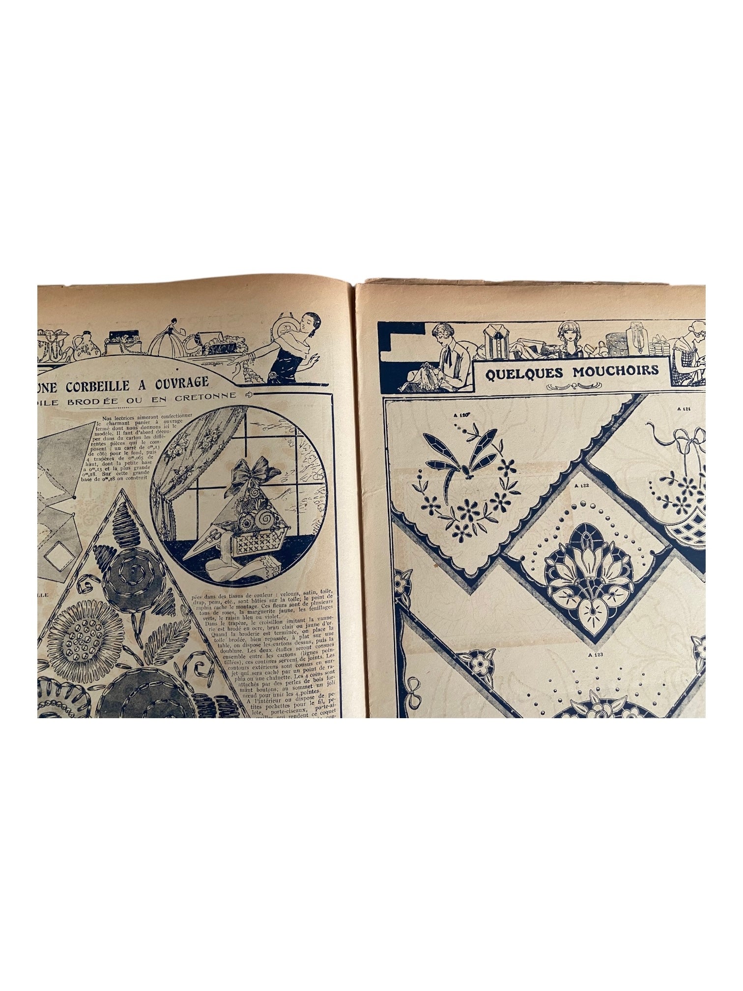 Mon Ouvrage 1 Septembre 1928 vintage French craft magazine with knitting pattern for the sports vest and jumper on the cover