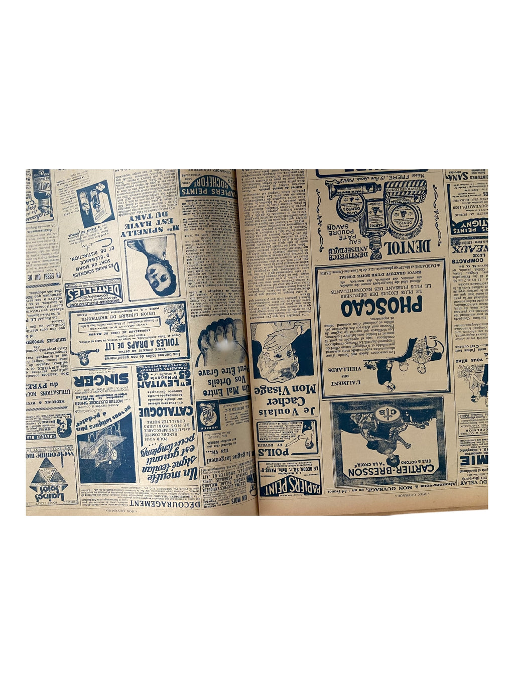 Mon Ouvrage 1 Octobre 1930 vintage French craft magazine with knitting pattern for the fluffy house jacket on the cover