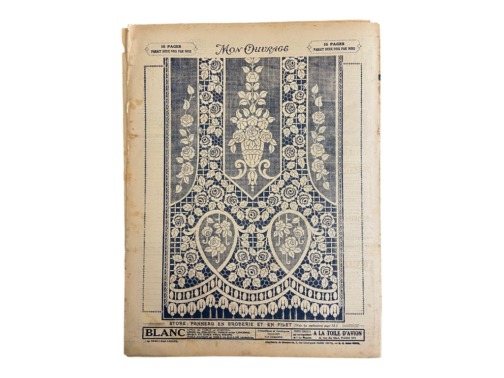 Mon Ouvrage 1 Mars 1929 vintage French craft magazine with knitting pattern for the jacket on the cover