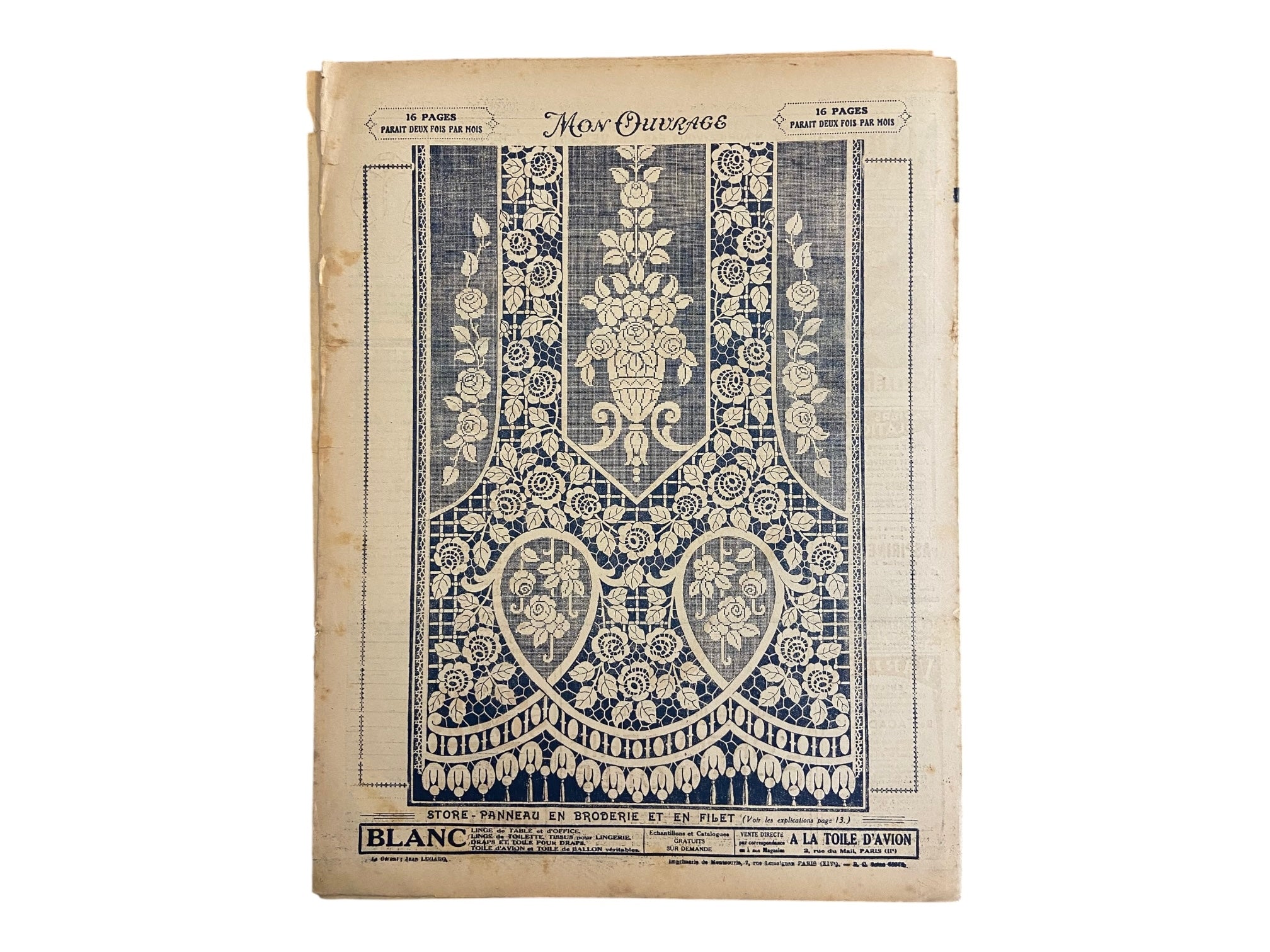 Mon Ouvrage 1 Mars 1929 vintage French craft magazine with knitting pattern for the jacket on the cover