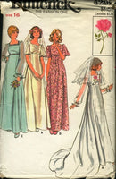 Butterick 4298 vintage 1970s wedding gown sewing pattern. Bust 36 inches