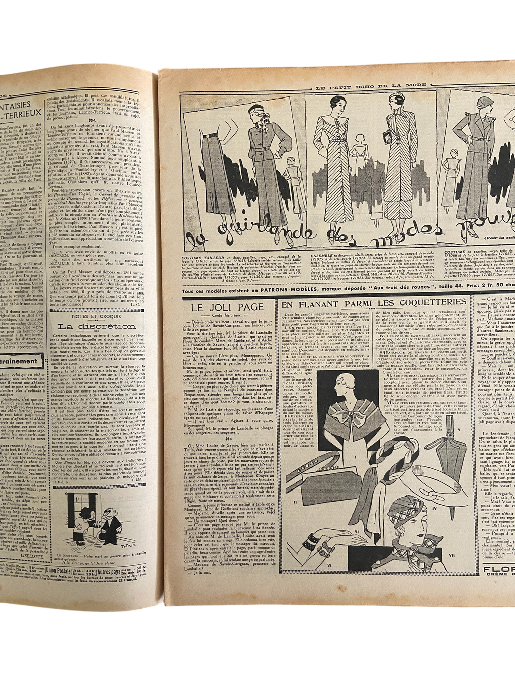Le Petit Echo de la Mode 1 Octobre 1933 French women’s magazine with many fashion illustrations