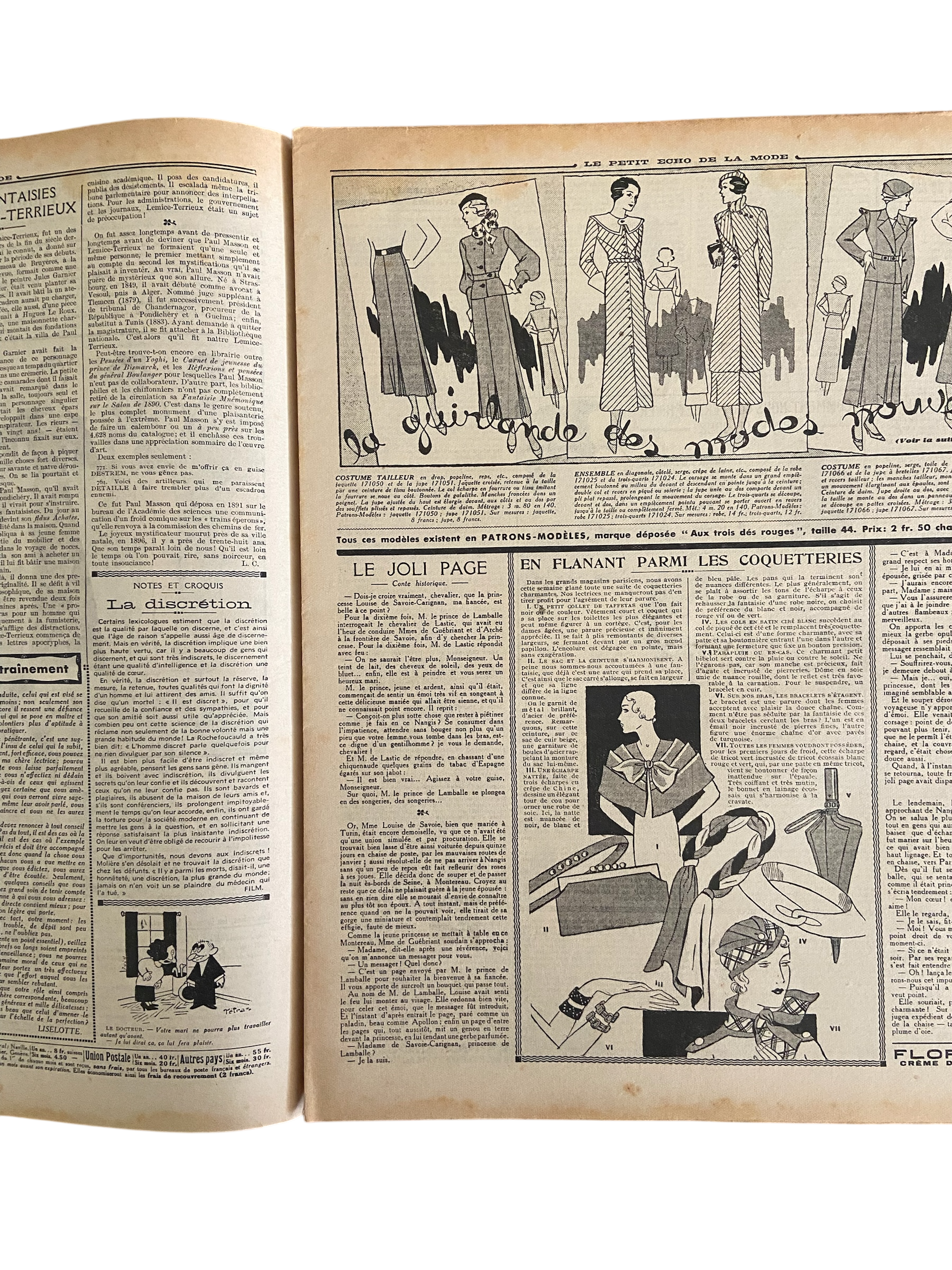 Le Petit Echo de la Mode 1 Octobre 1933 French women’s magazine with many fashion illustrations