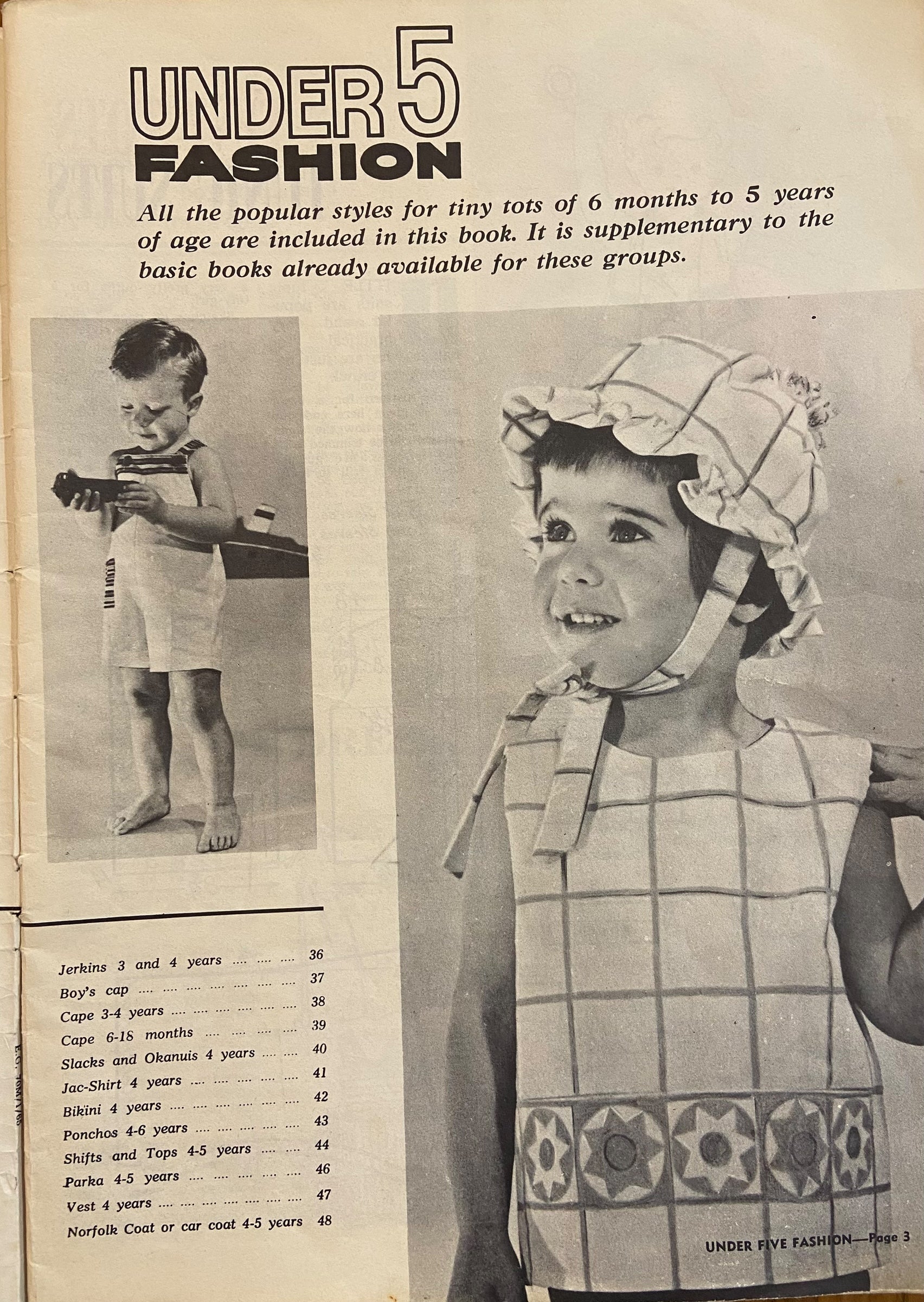 Enid Gilchrist under 5 fashion children's pattern book early 1960s, contains many draftable patterns