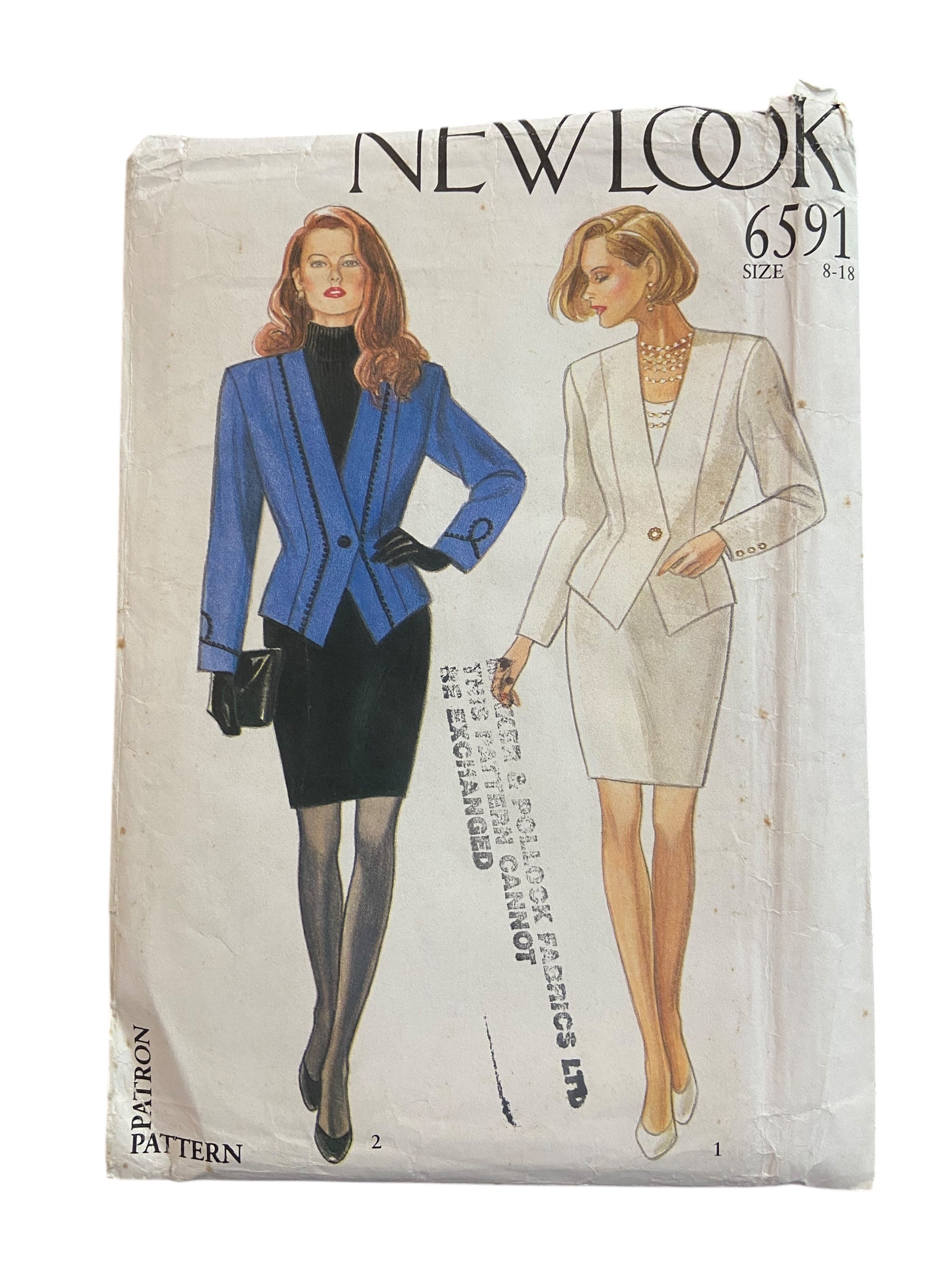 New Look 6591 vintage 1980s suit sewing pattern Bust 34 to 44 inches