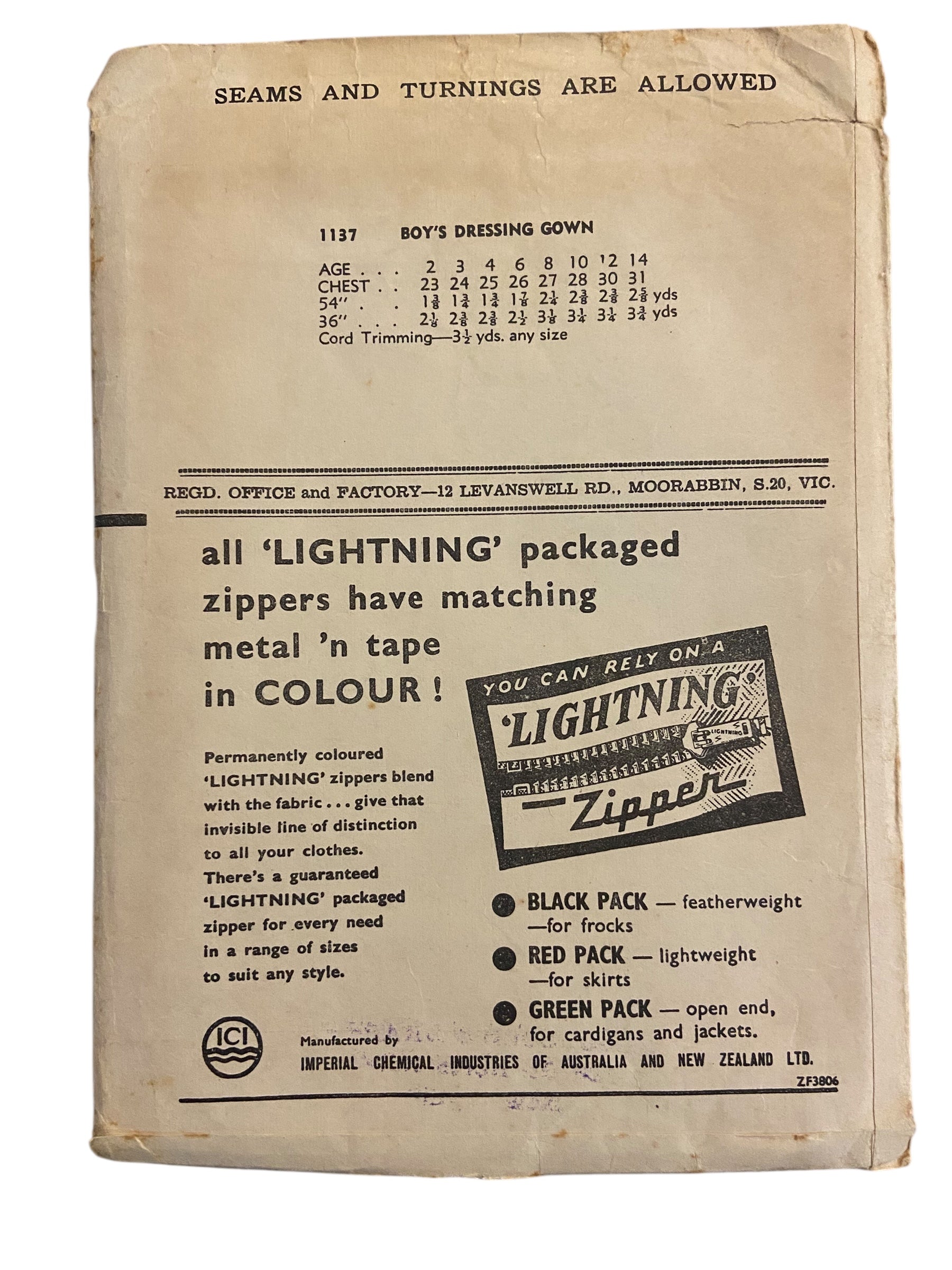 Weigel’s 1137 vintage 1950s vintage child's dressing gown robe sewing pattern. Size 12 years