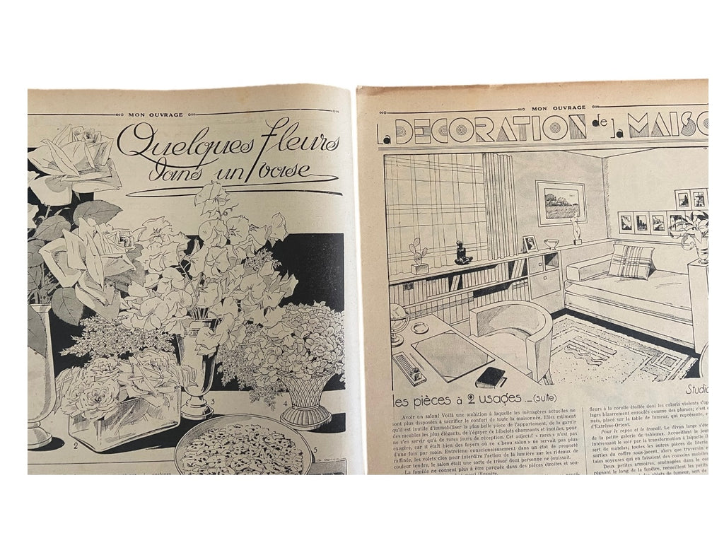 Mon Ouvrage 15 Septembre 1937 vintage French craft magazine with knitting pattern for the suit on the cover