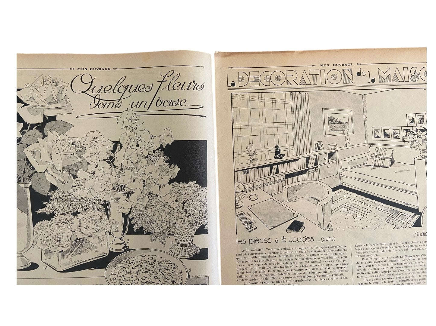 Mon Ouvrage 15 Septembre 1937 vintage French craft magazine with knitting pattern for the suit on the cover