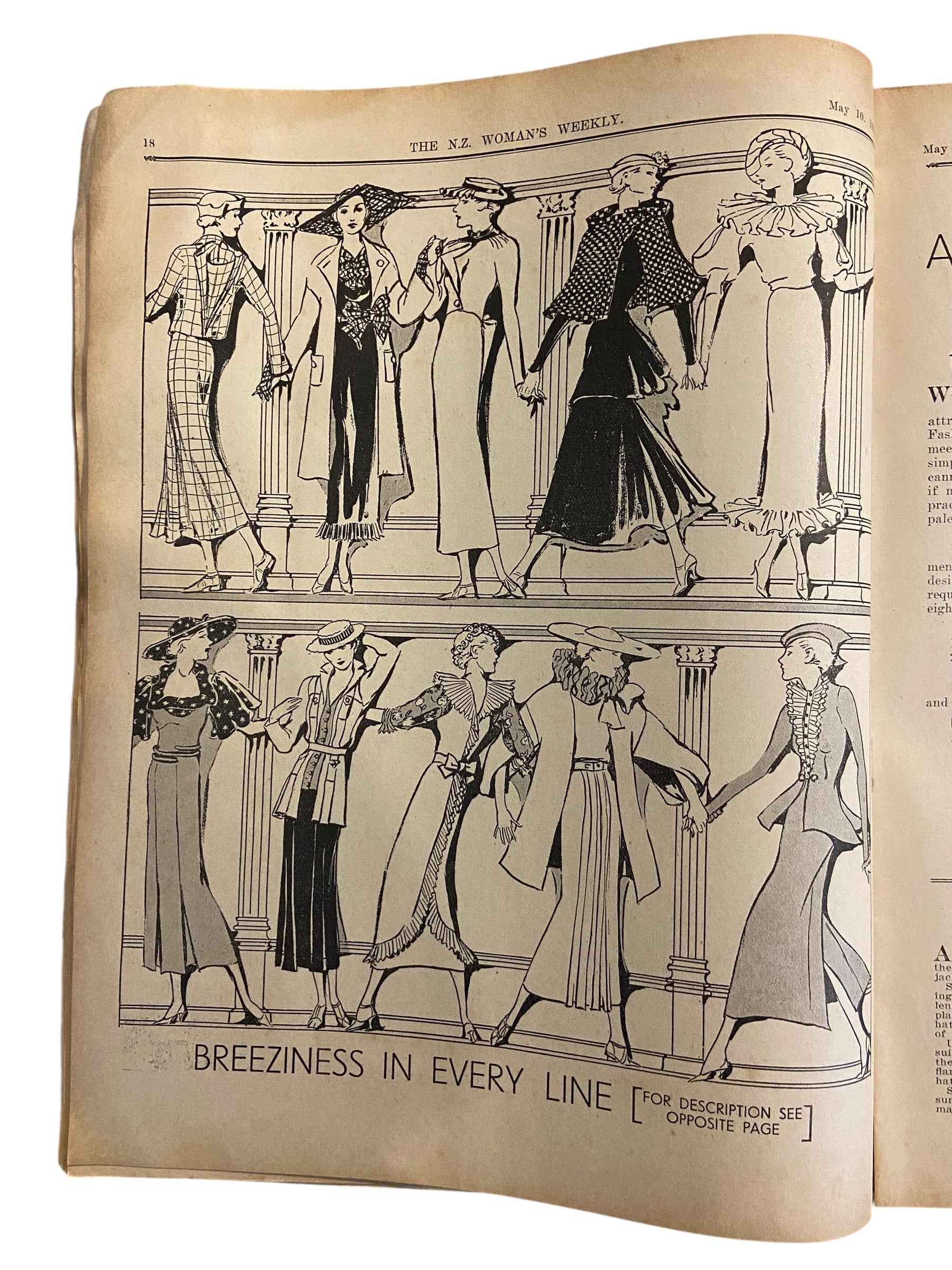 New Zealand Woman’s Weekly  May 10 1934 with a sewing pattern, unused, factory folded, attractive underslip bust 34 inches