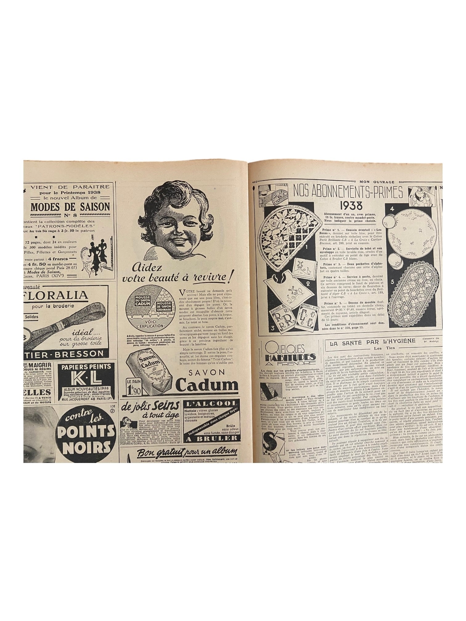 Mon Ouvrage 15 Fevrier 1938 vintage French craft magazine with knitting pattern for the jumper on the cover