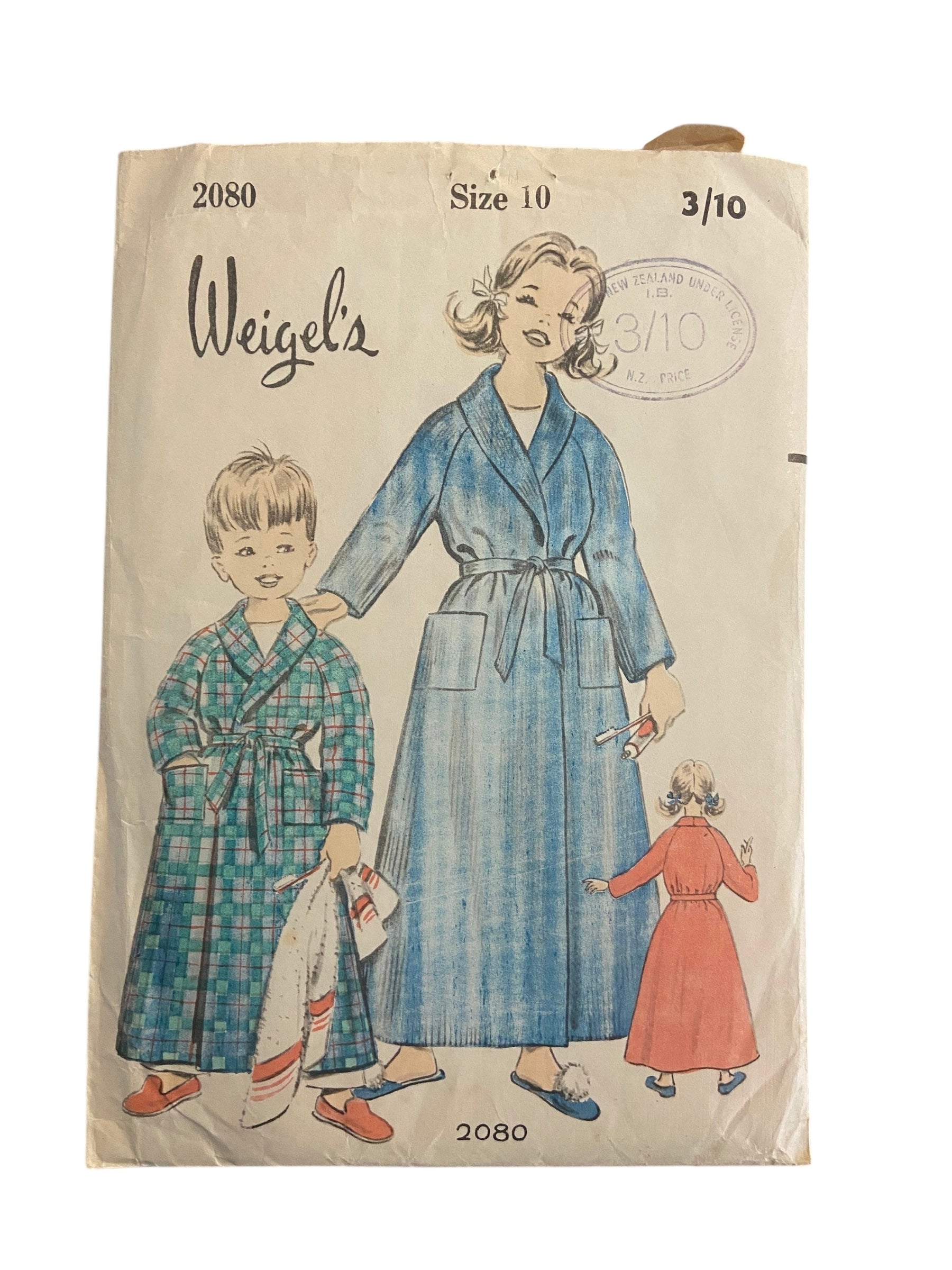 Weigel's 2080 vintage 1960s child's dressing gown  sewing pattern. Size 10 years