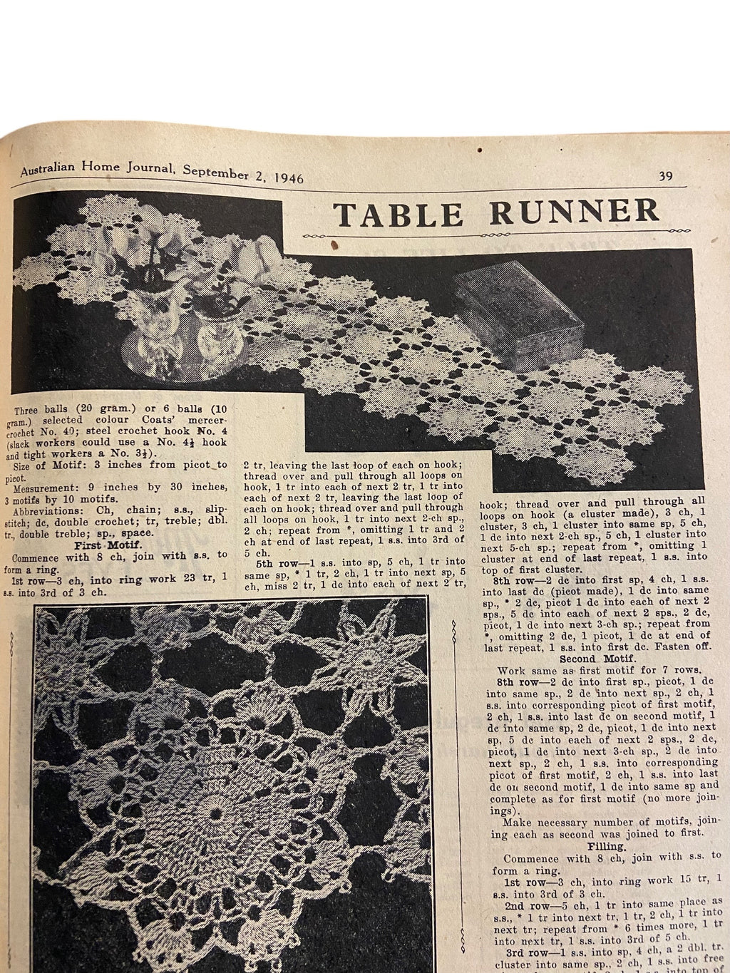 Australian home journal September 2nd 1946 with three sewing patterns, unused, factory folded, two women’s dresses (36 inch bust) and child’s frock age 8 years