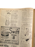 Australian home journal December 1st 1952 with three sewing pattern, unused, factory folded. Two dresses and child’s sunsuit. Bust 34 inches.