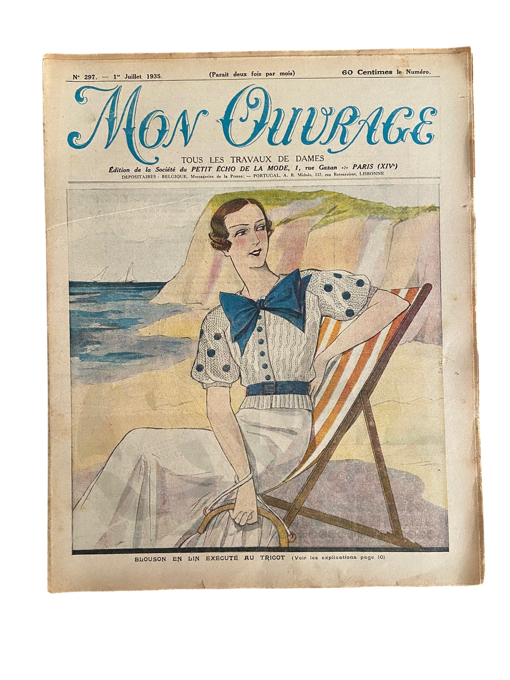 Mon Ouvrage 1 Juillet 1935 includes  knitting pattern for the blouse on the front cover