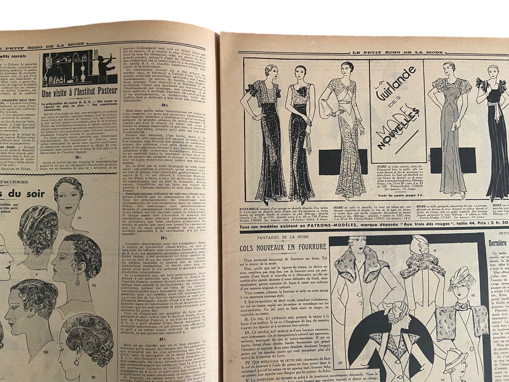 Continution Pattern Le Petit Echo de la Mode 15 Octobre 1933 French women’s magazine with ...