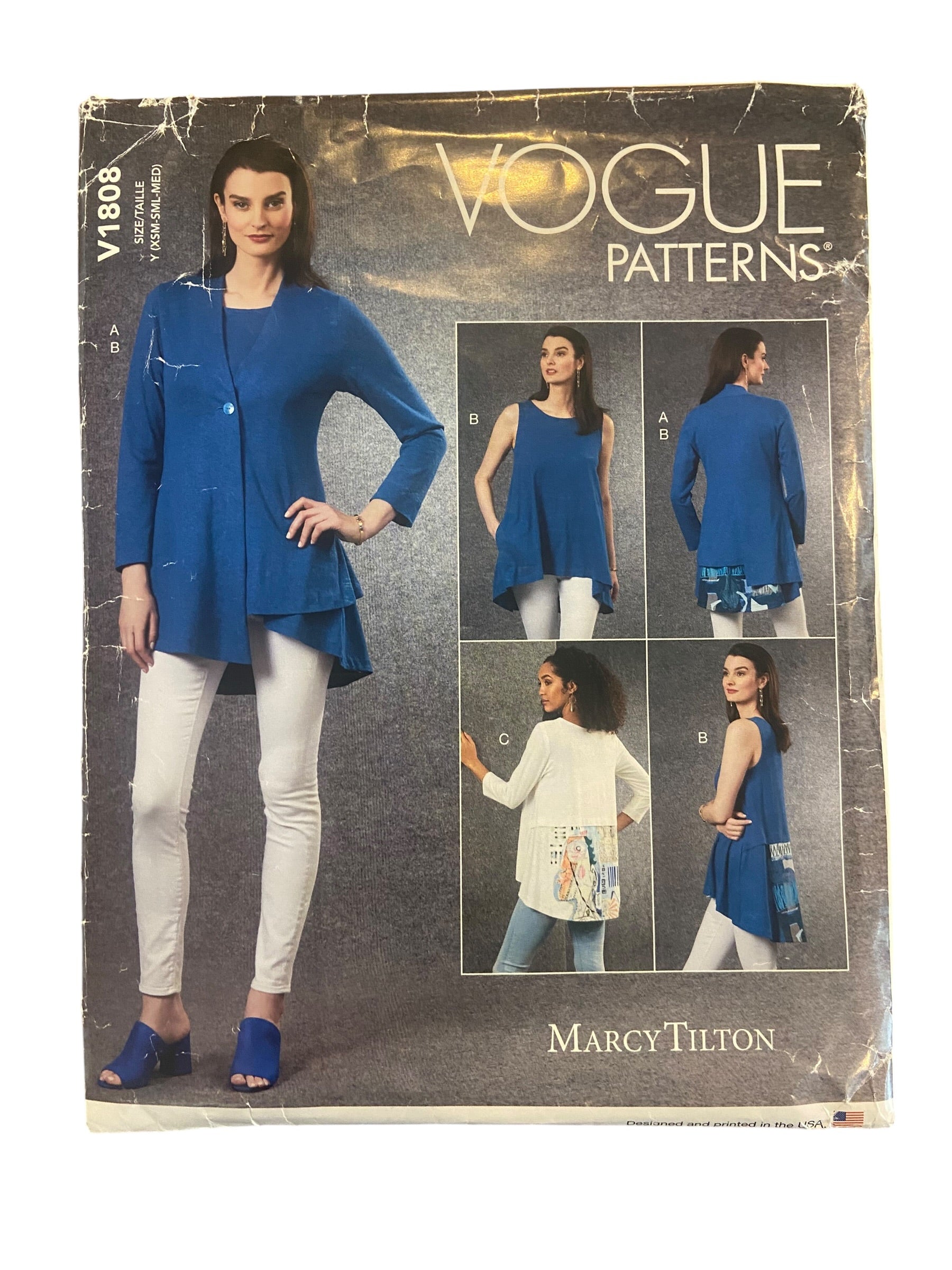 Vogue V1808 DESIGNER  Marci Tilton Designer cardigan and tunics sewing pattern Bust 29.5, 30.5, 31.5. 32.5, 34, 36 inches